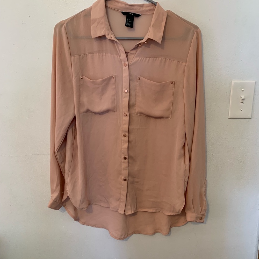 H&M mauve button up studded
